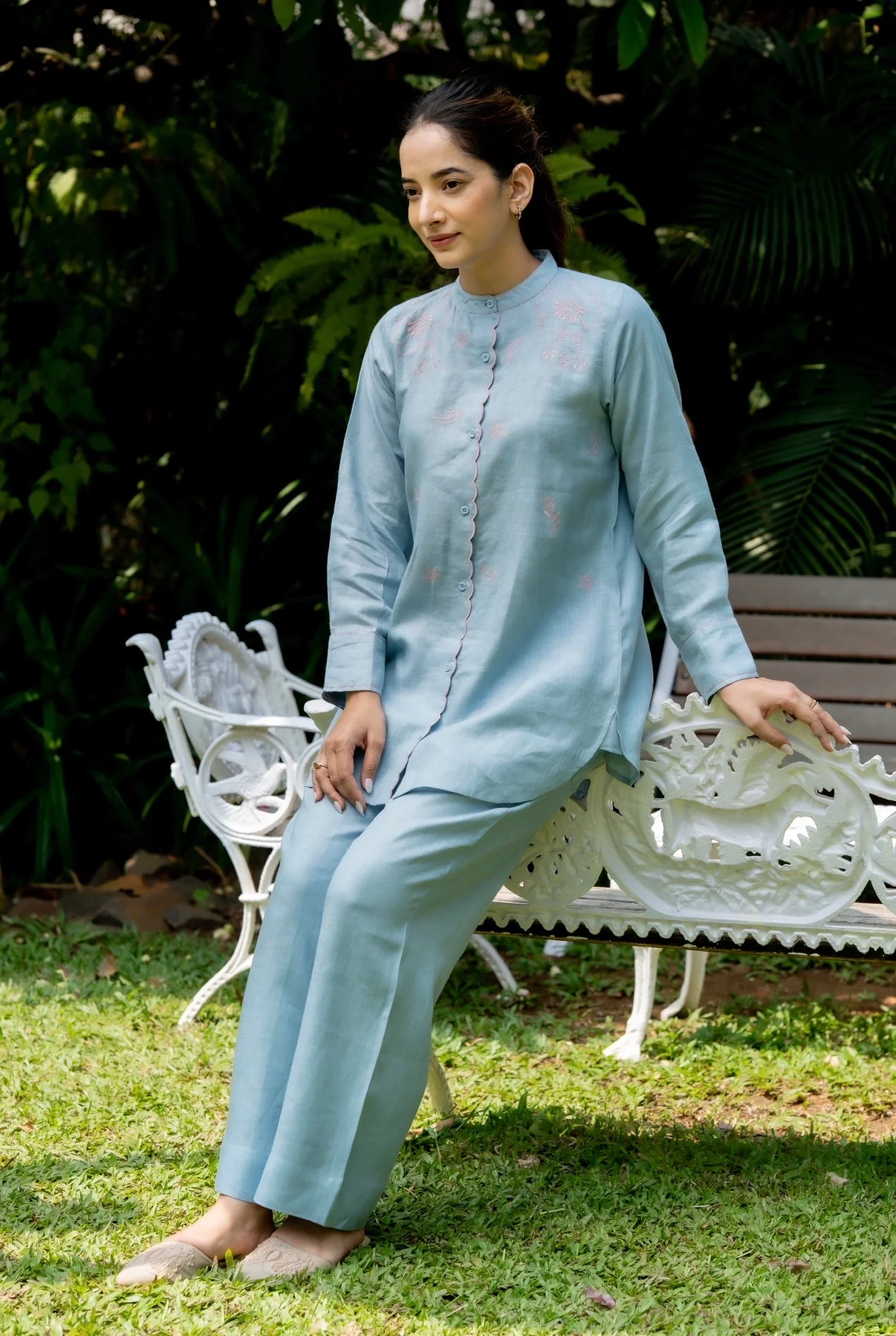 Baby Blue Linen Co-ord Set - Image 4