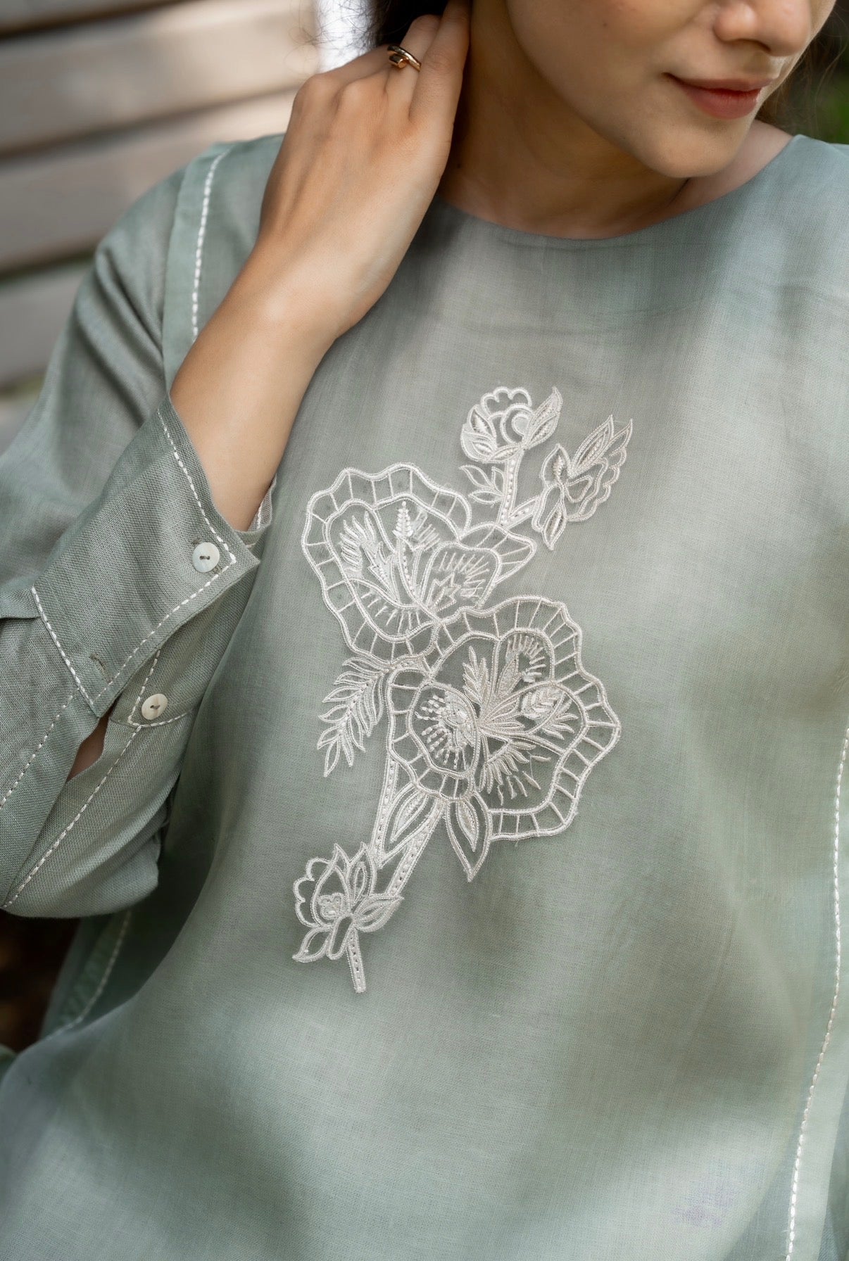 Basil Green Linen Co-ord Set - Image 3