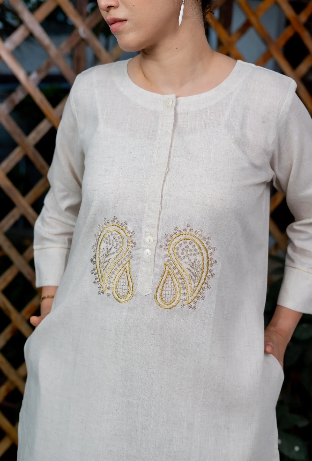Bone Cream Kurta Set - Image 3