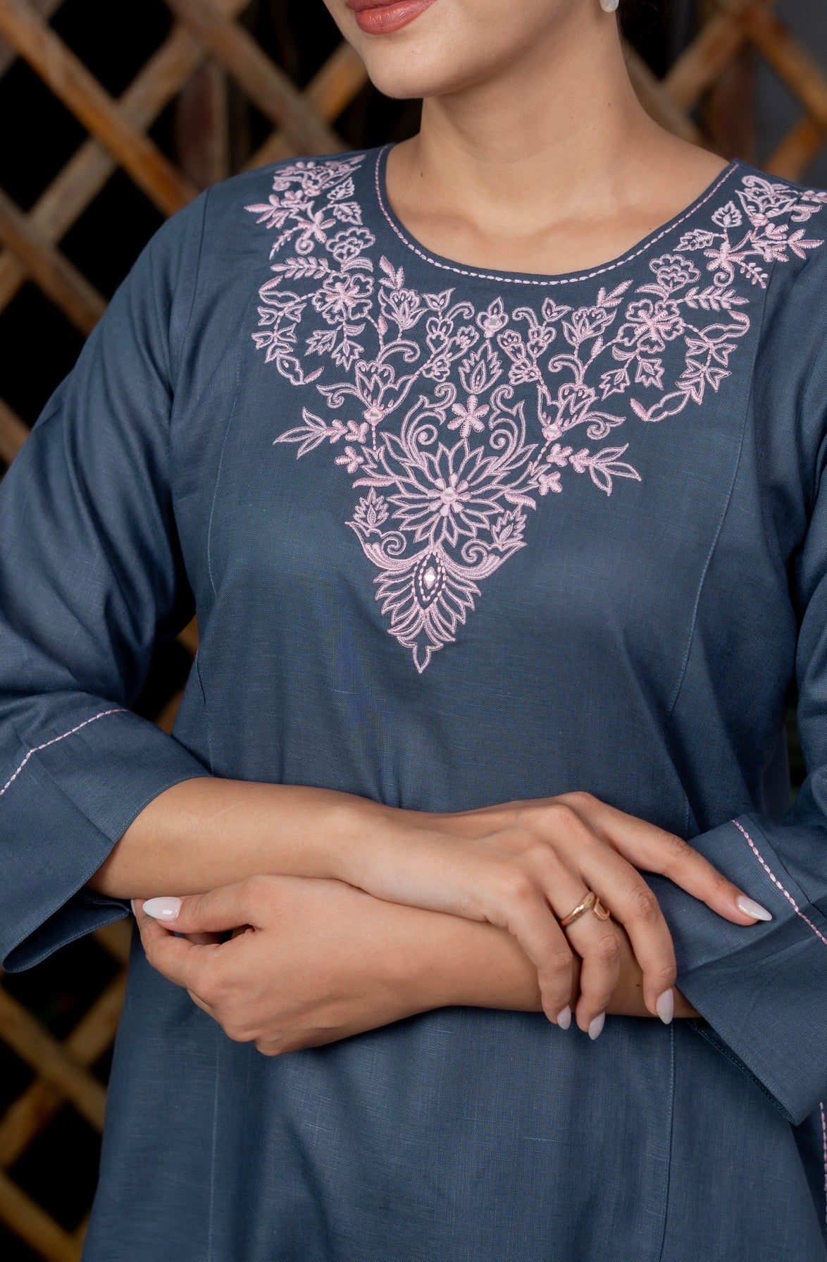 Denim Blue Kurta Set - Image 2