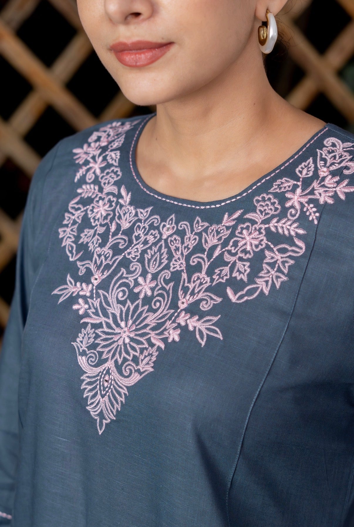 Denim Blue Kurta Set - Image 3