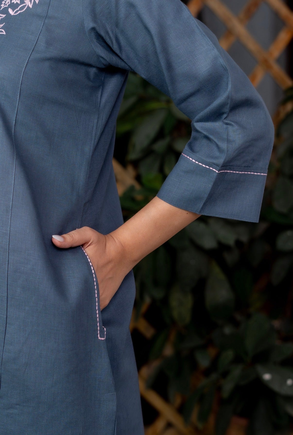 Denim Blue Kurta Set - Image 4