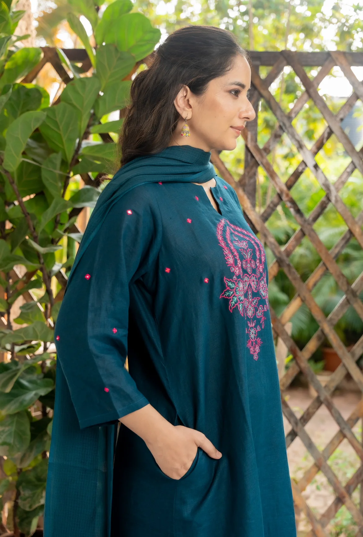 PEACOCK BLUE LINEN SET - Image 2