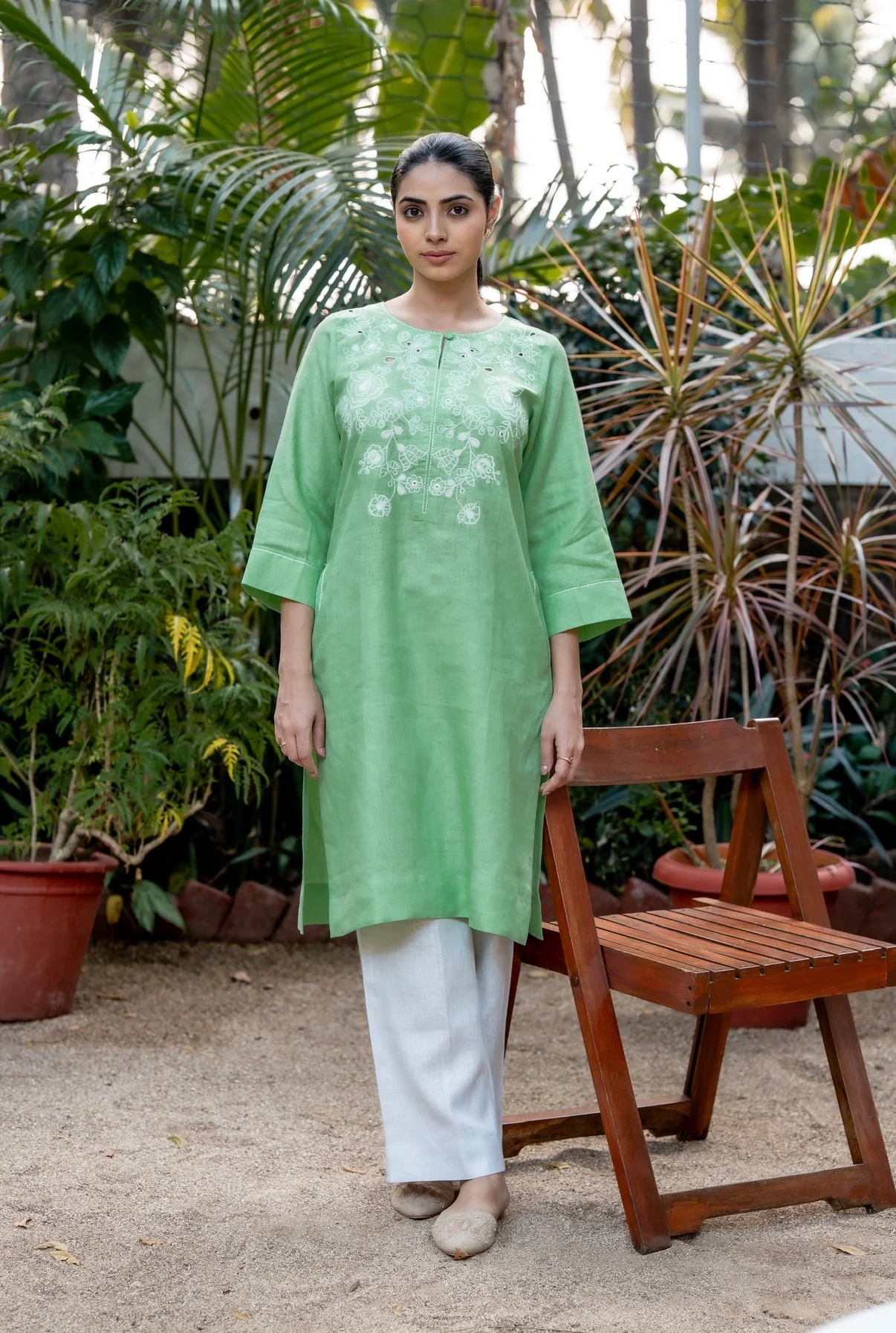 Spring Green-Grey Linen Pair - Image 2