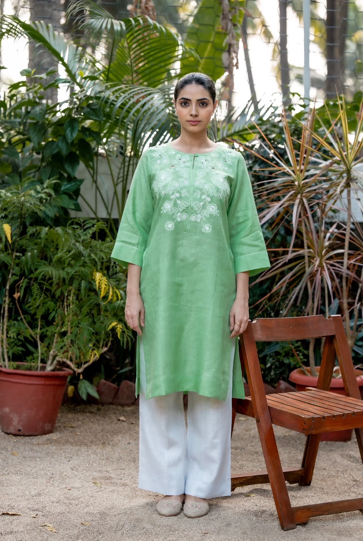 Spring Green-Grey Linen Pair - Image 9