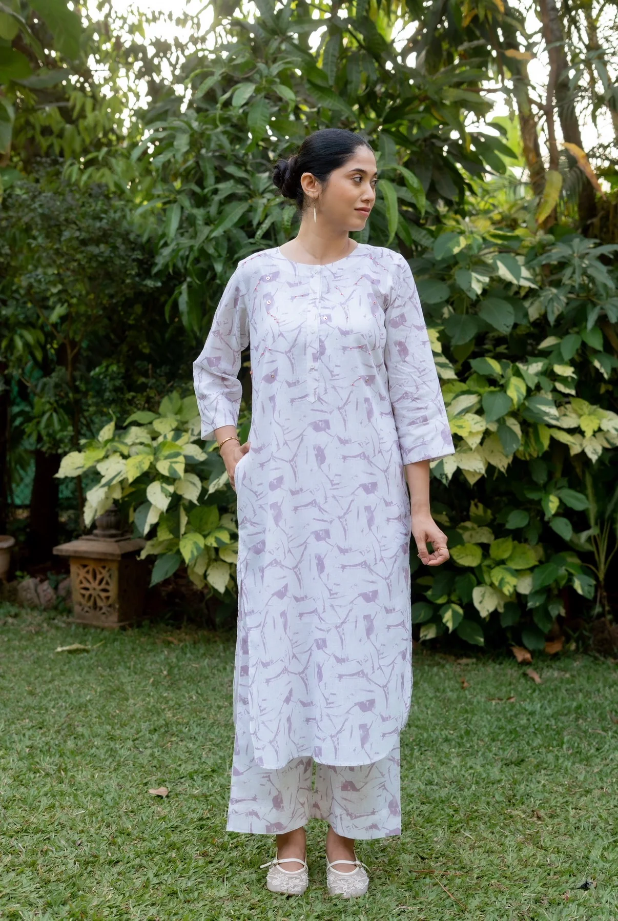 White Wine Kurta Set